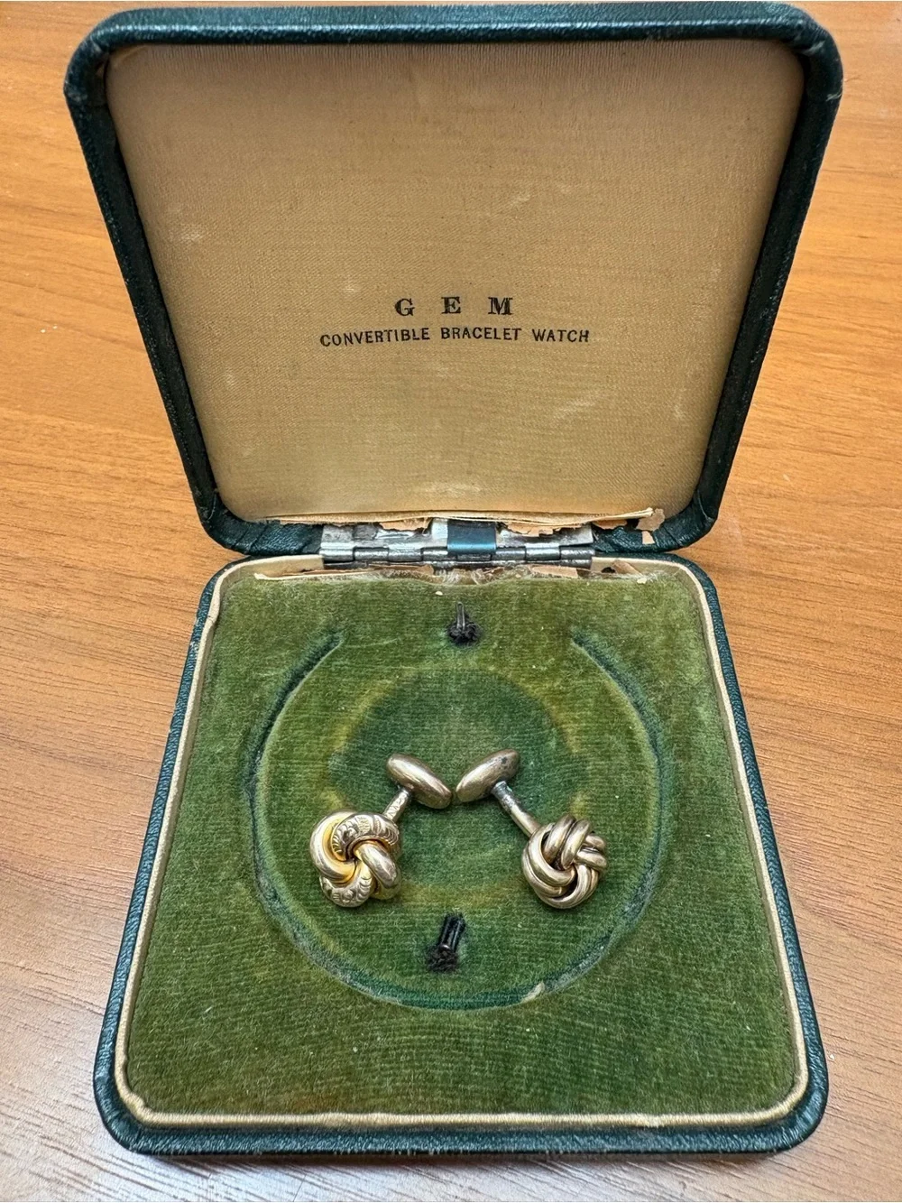 Pair of as-is gold knot vintage cuff links